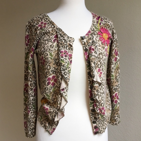 Anthropologie Sweaters - Anthropologie Sparrow animal floral print cardigan